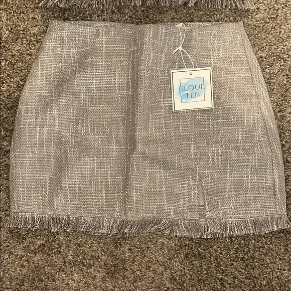 Cloud Ten mocha Tweed Crop Top and skirt set - Picture 3 of 6